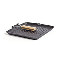Campfire Cast Iron Square Griddle Frypan with Folding Handle - 28 cm image