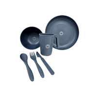 Wildtrak 1 Person Wheat Straw Dinner Set - Blue image