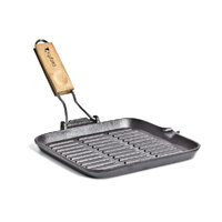 Campfire Cast Iron Square Griddle Frypan with Folding Handle - 24 cm image