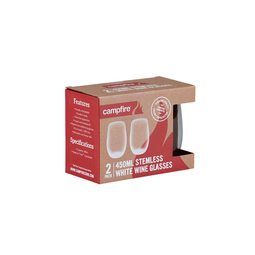Campfire Tritan Stemless White Wine Glass - 450 ml - 2 Pack