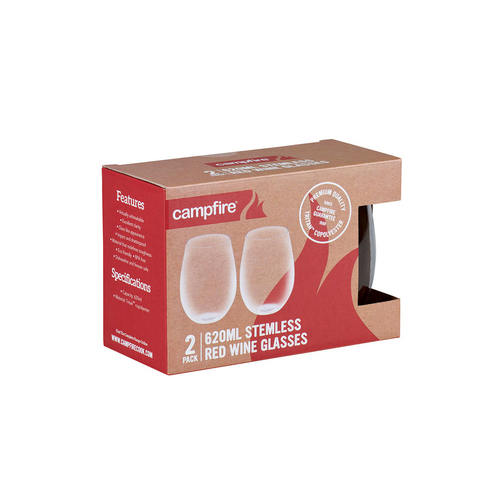 Campfire Tritan Stemless Red Wine Glass - 620 ml - 2 Pack