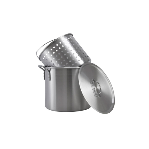 Wildtrak Aluminium Stock Pot with Basket, Handles, Lid and Strainer - 40 Litre