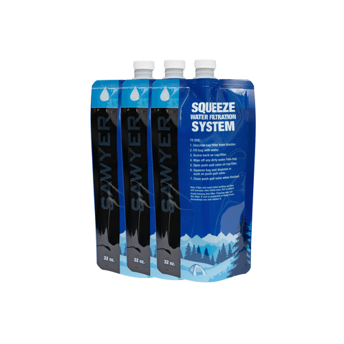 Sawyer Mini Water Filter Squeezable Pouch - 32 oz (946ml) - Pack of 3