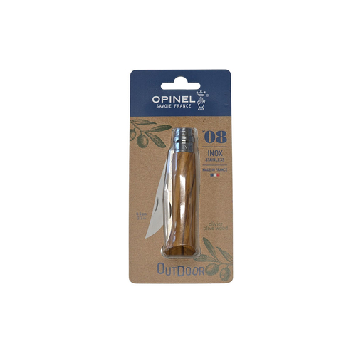 Opinel Traditional Classic No.08 Pocket Knife - Olive Wood - Stainless Steel - 8.5 cm
